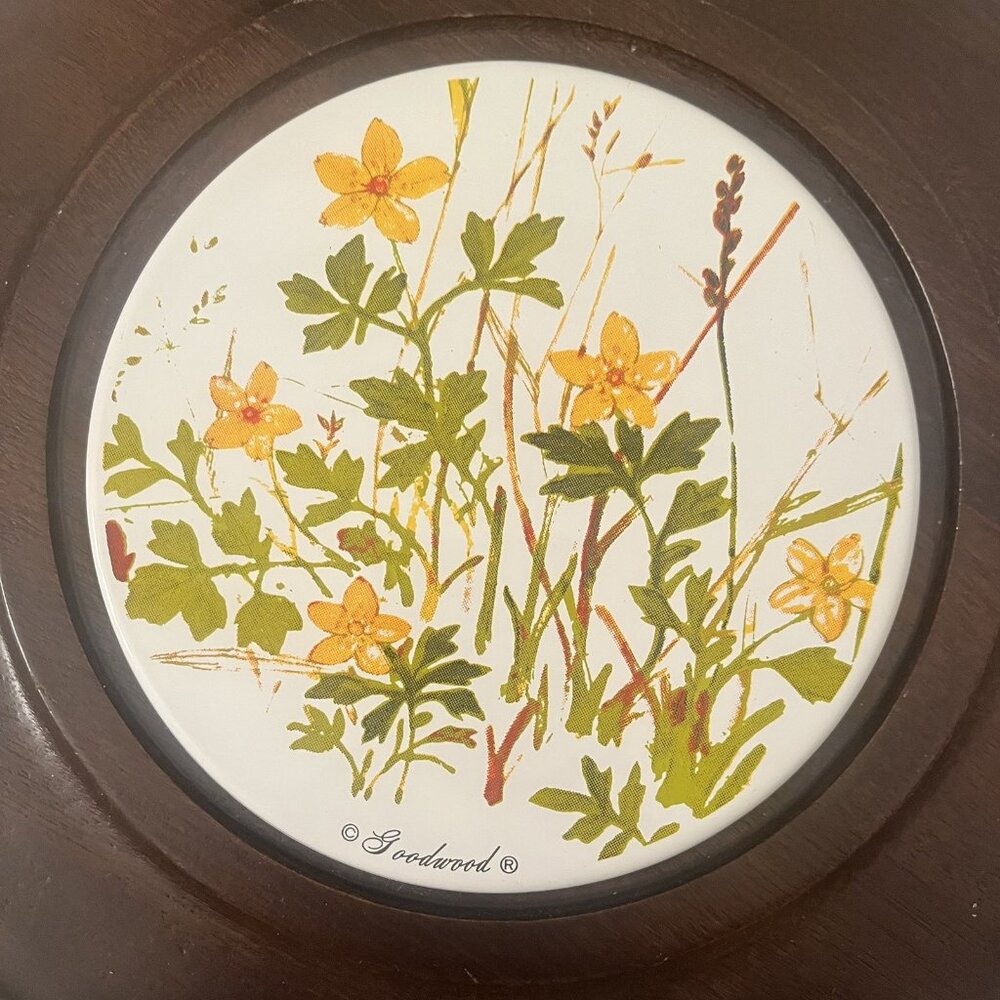 Vintage Floral Goodwood Cheese & Cracker Octagonal Wood Tray NO Glass Dome - Picture 2 of 6